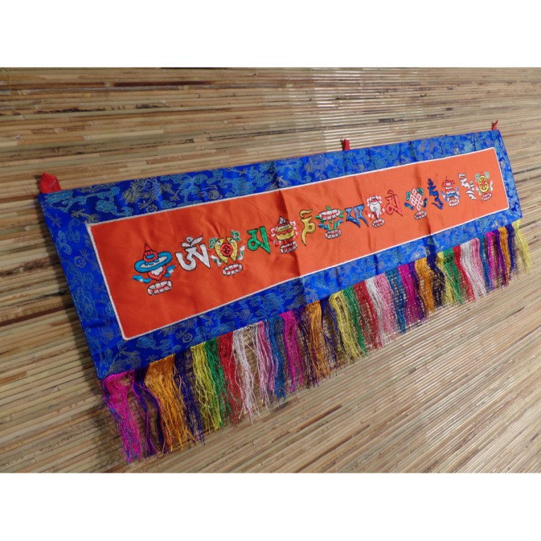 Bannière tibétaine Astamangala orange