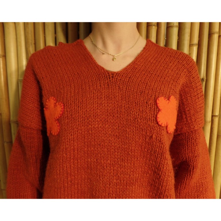 Pull rouille Hokio fleurs