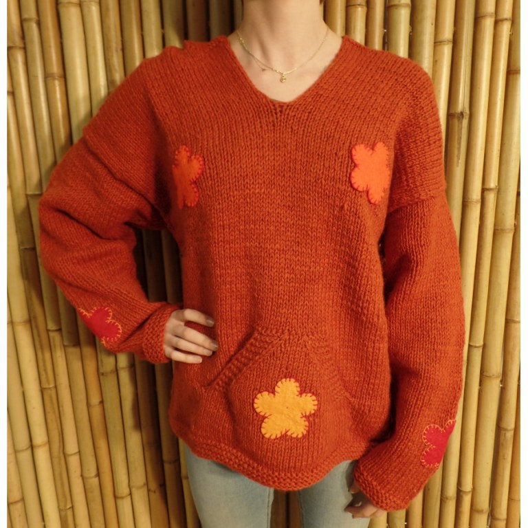 Pull rouille Hokio fleurs