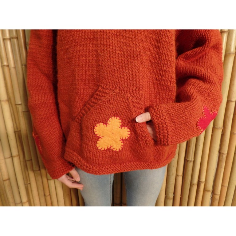 Pull rouille Hokio fleurs