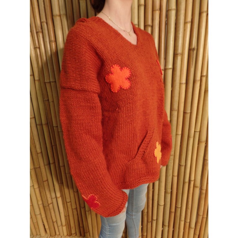 Pull rouille Hokio fleurs