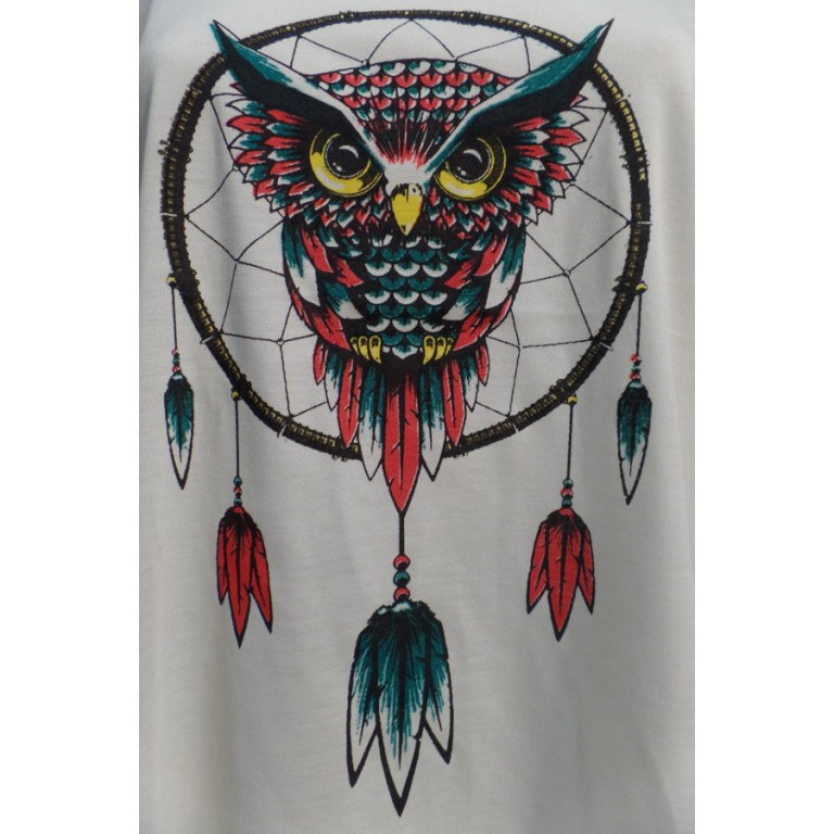 Débardeur dreamcatcher chouette tête vert/rouge