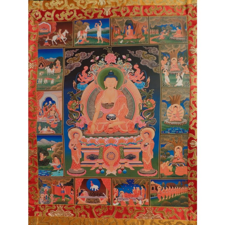 Grand thangka la vie de Bouddha