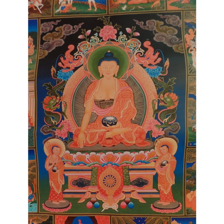 Grand thangka la vie de Bouddha