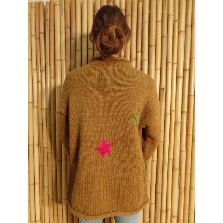 Pull marron Pekapeka étoiles