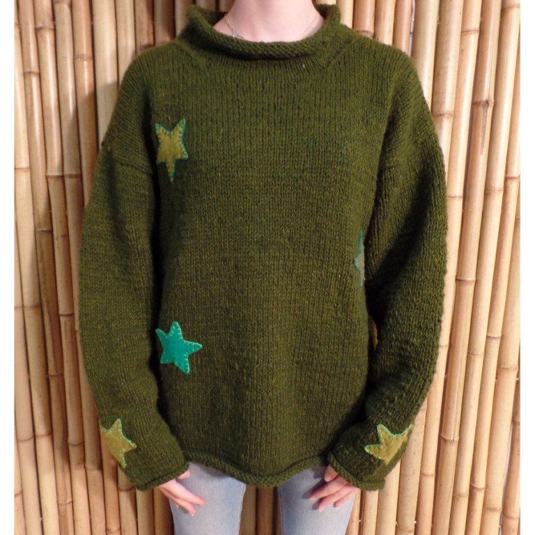 Pull vert Pekapeka étoiles