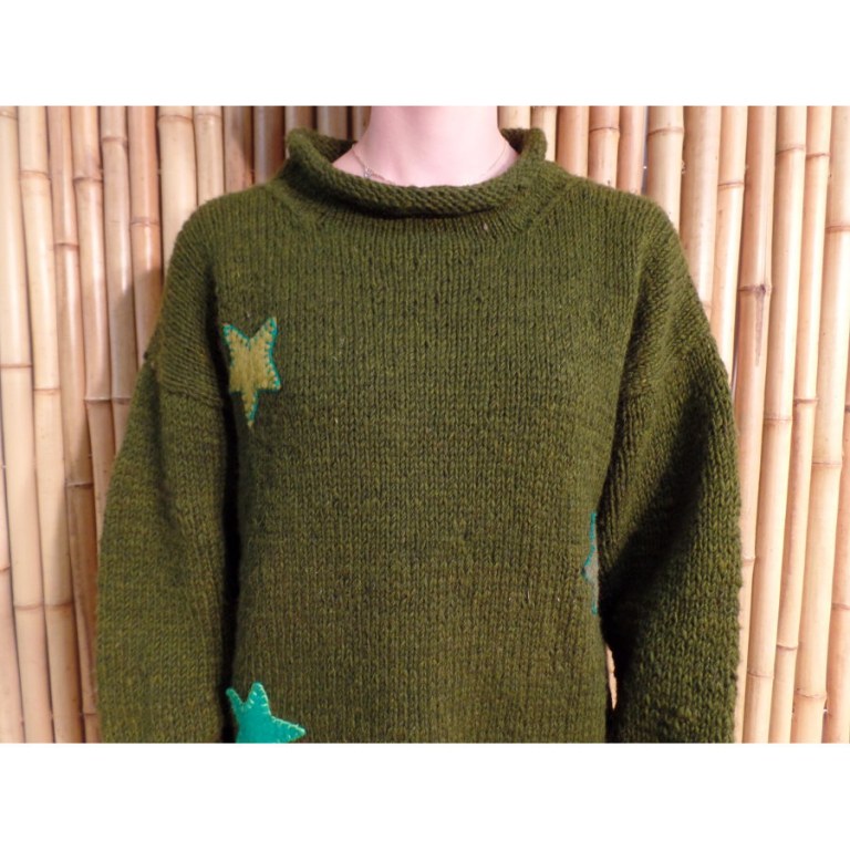 Pull vert Pekapeka étoiles