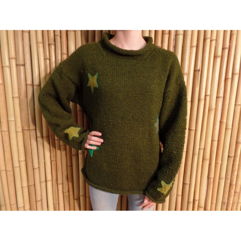 Pull vert Pekapeka étoiles