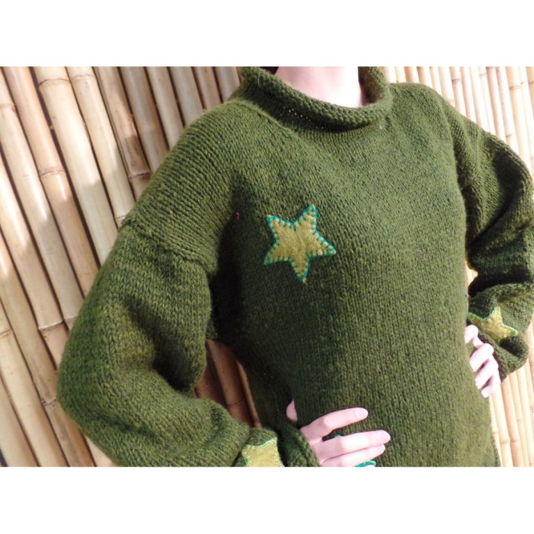 Pull vert Pekapeka étoiles