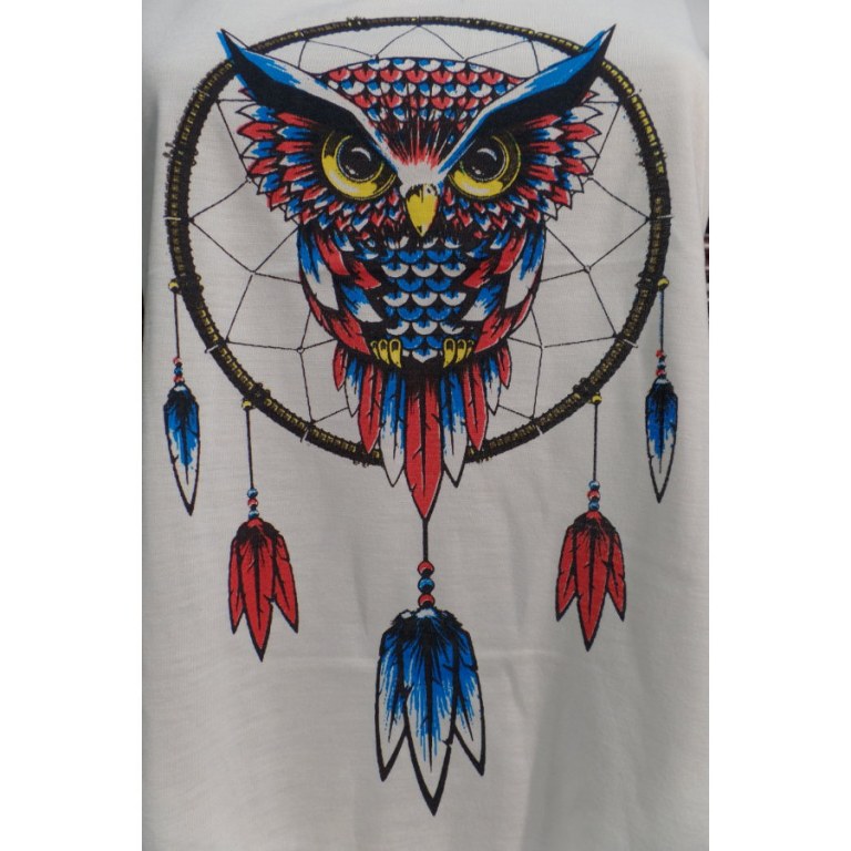 Débardeur dreamcatcher chouette tête bleu/rouge