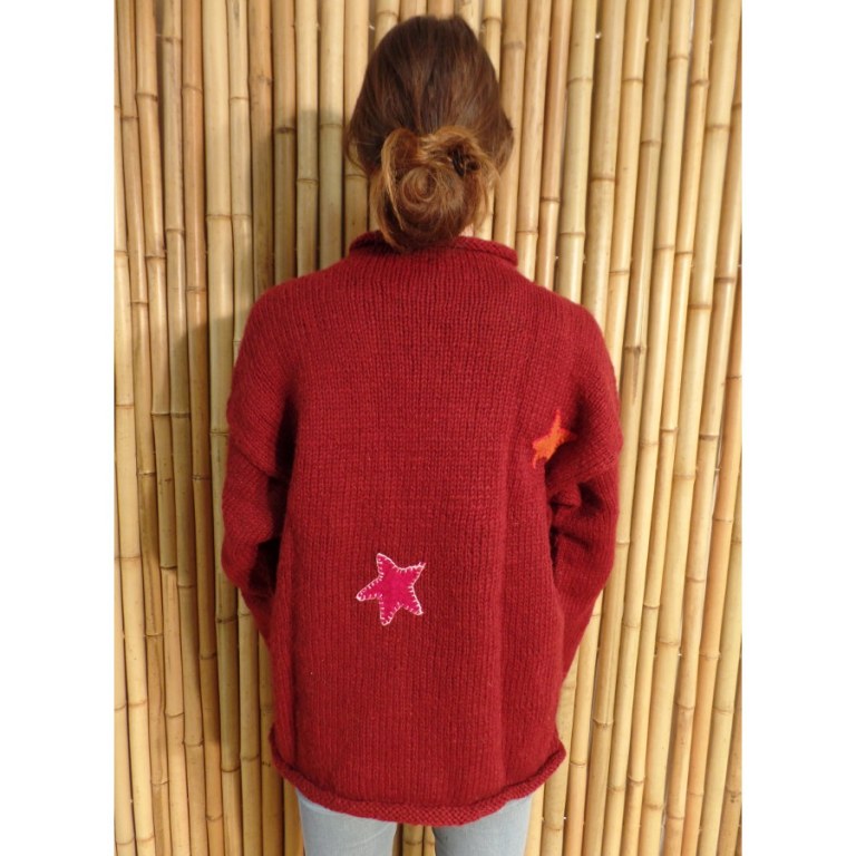 Pull bordeaux Pekapeka étoiles