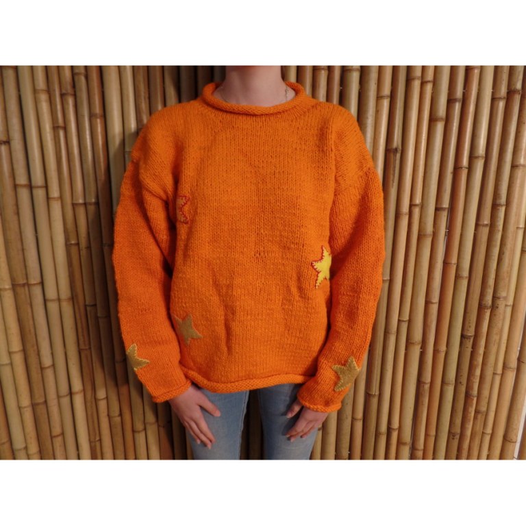 Pull orange Pekapeka étoiles