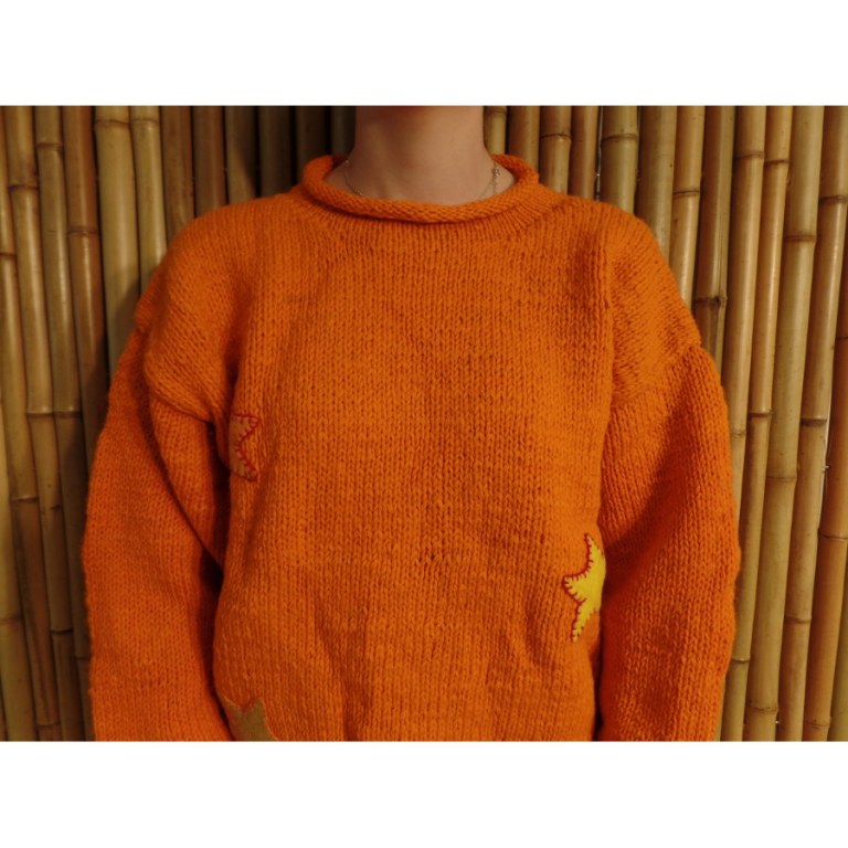 Pull orange Pekapeka étoiles