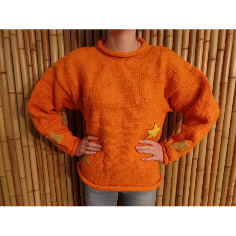 Pull orange Pekapeka étoiles