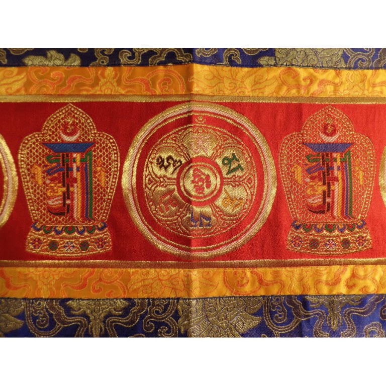 Broderie tibétaine rouge kalachakra/lotus