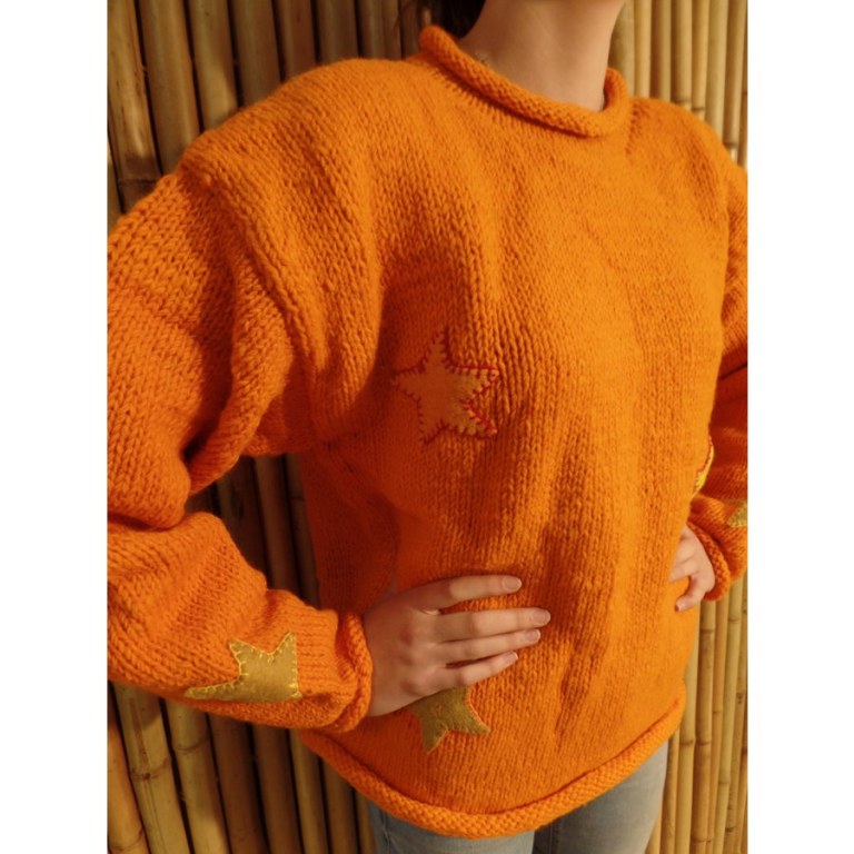 Pull orange Pekapeka étoiles