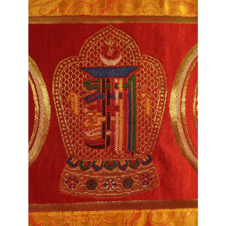 Broderie tibétaine rouge kalachakra/lotus