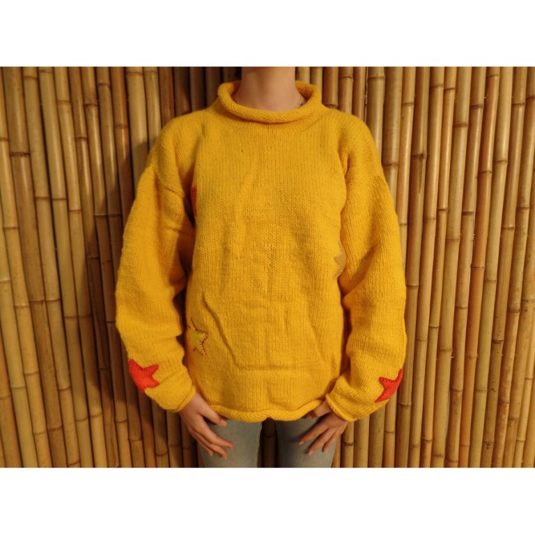 Pull jaune vif Pekapeka étoiles