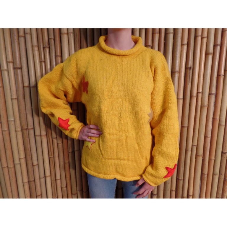 Pull jaune vif Pekapeka étoiles