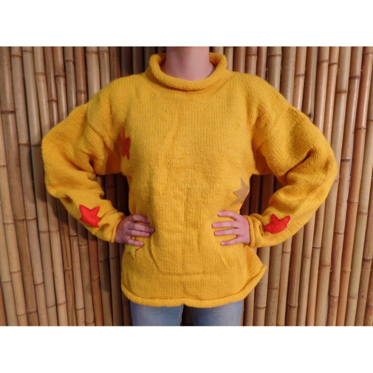 Pull jaune vif Pekapeka étoiles