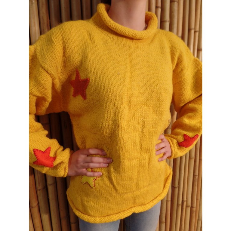 Pull jaune vif Pekapeka étoiles