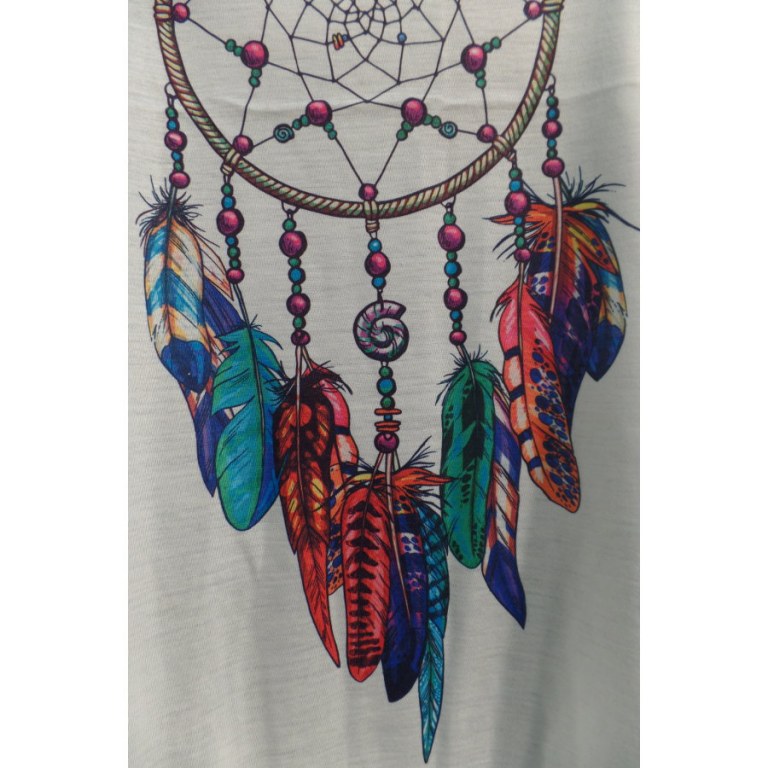 Débardeur dreamcatcher color pendentif coquillage plumes vertes