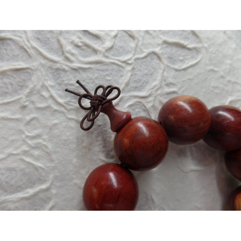 Bracelet tibétain grosses perles en bois rouge