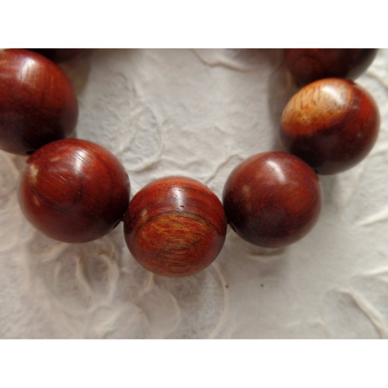 Bracelet tibétain grosses perles en bois rouge