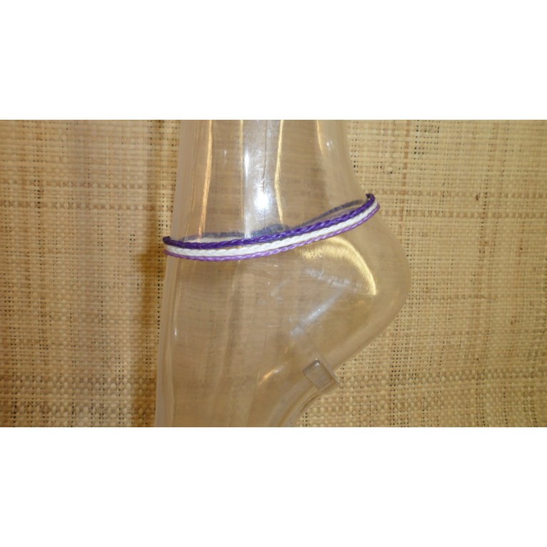 Bracelet de cheville blanc/parme/violet