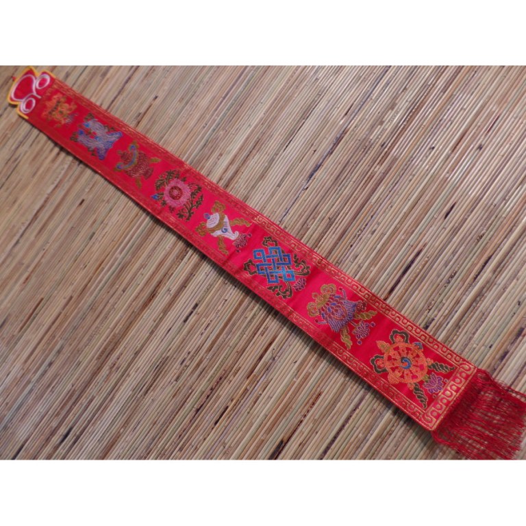 Longue broderie tibétaine rouge tashi takgay