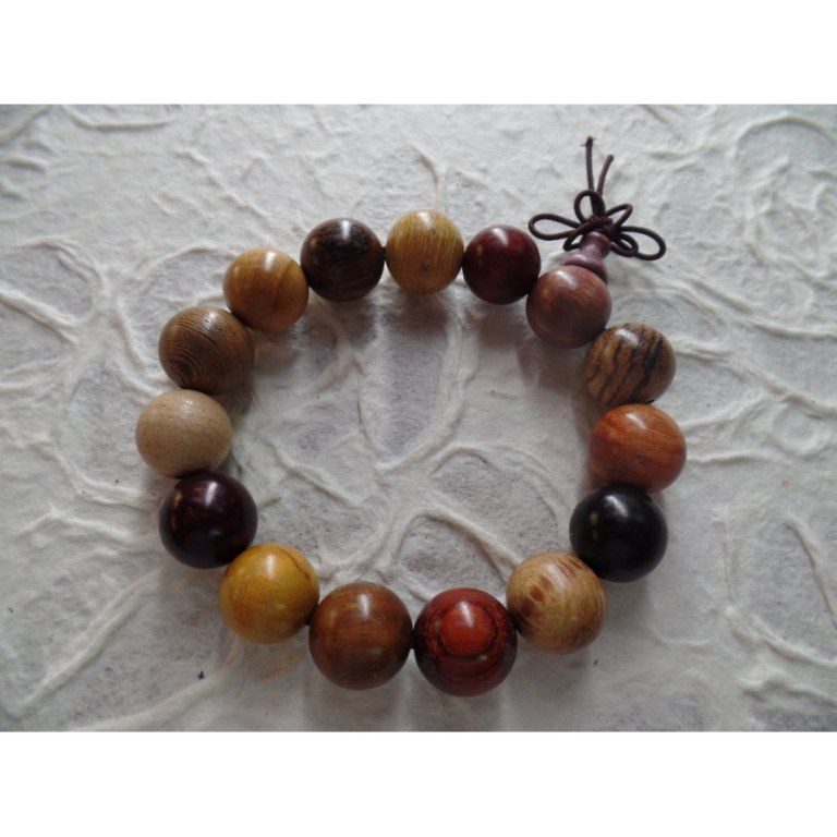 Bracelet tibétain perles bois couleur