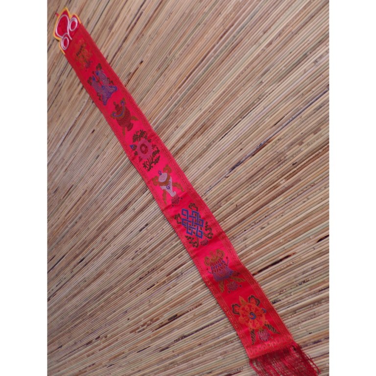 Longue broderie tibétaine rouge tashi takgay