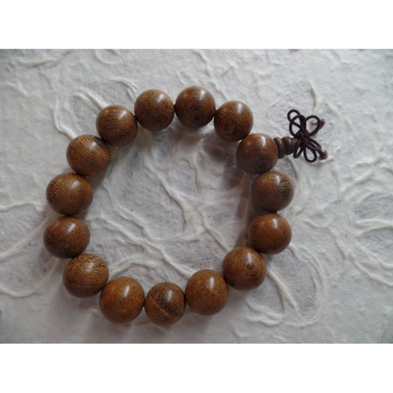 Bracelet tibétain perles en bois teint