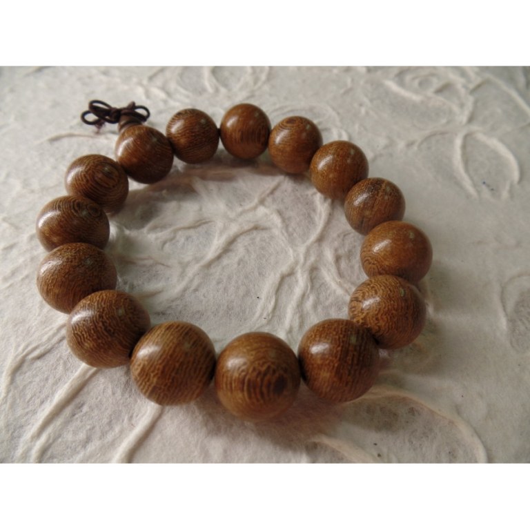 Bracelet tibétain perles en bois teint