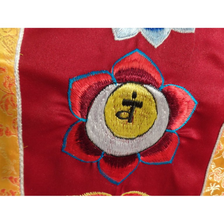 Broderie tibétaine bordeaux/jaune les 7 chakras