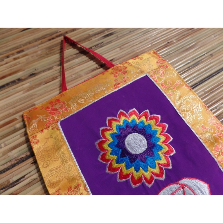 Broderie tibétaine violet/jaune les 7 chakras