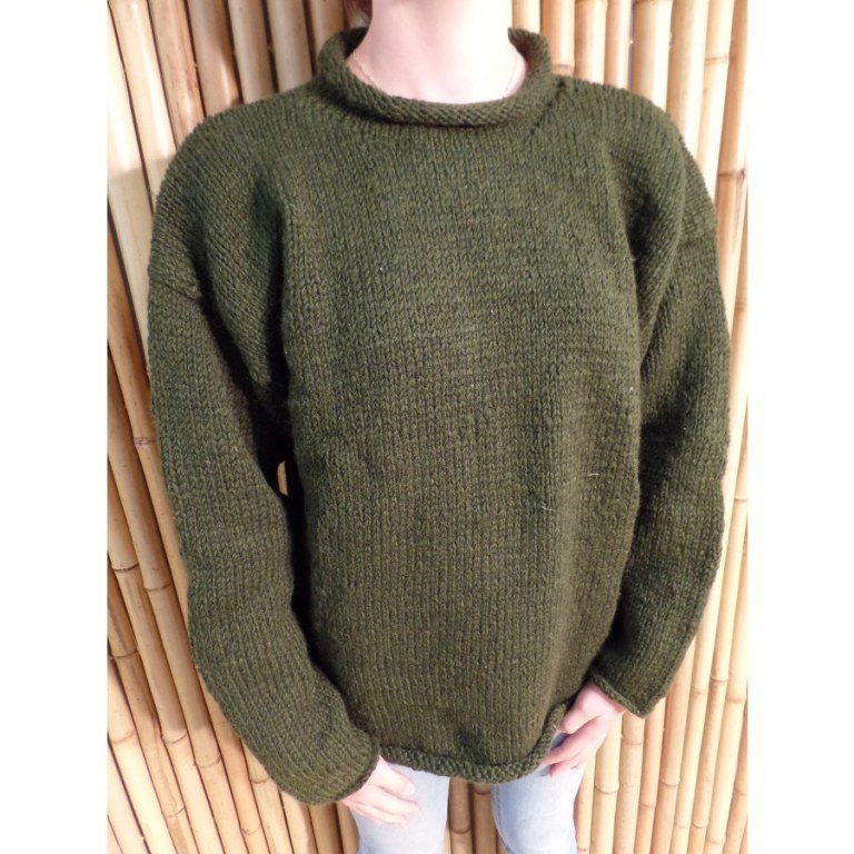 Pull uni Kapiti vert foncé