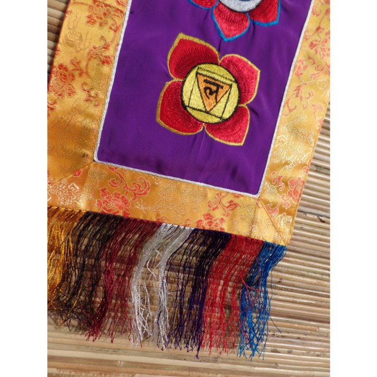 Broderie tibétaine violet/jaune les 7 chakras