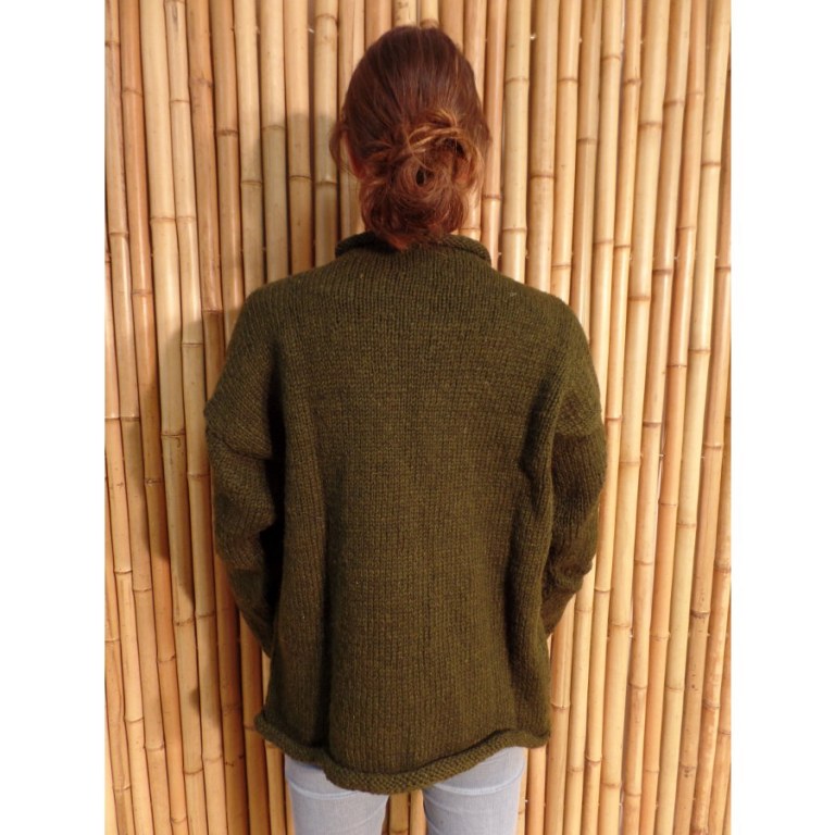 Pull uni Kapiti vert foncé