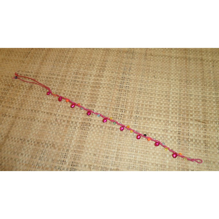 Bracelet de cheville roses grelots roses