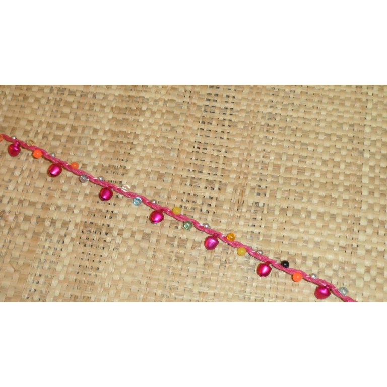 Bracelet de cheville roses grelots roses