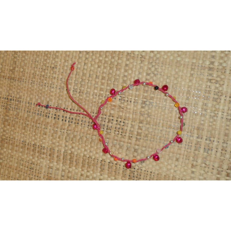 Bracelet de cheville roses grelots roses