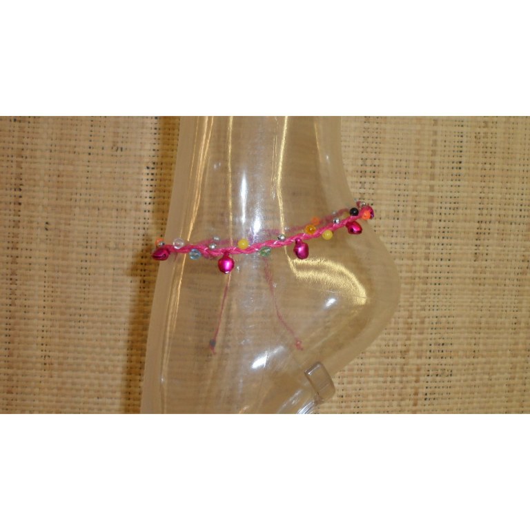 Bracelet de cheville roses grelots roses