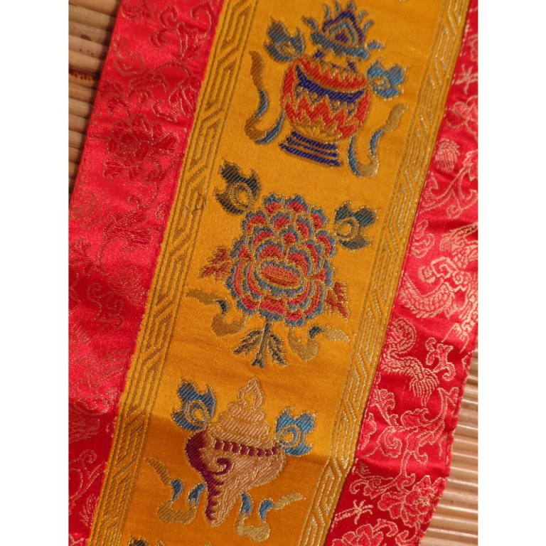 Broderie tibétaine tashi takgay jaune/rouge