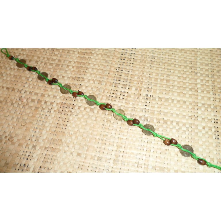 Bracelet de cheville sapèques vert