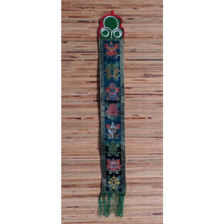 Petite broderie tibétaine tashi takgay vert foncé