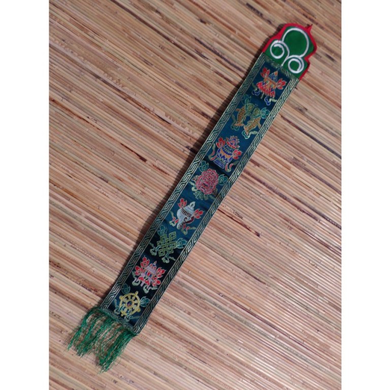 Petite broderie tibétaine tashi takgay vert foncé