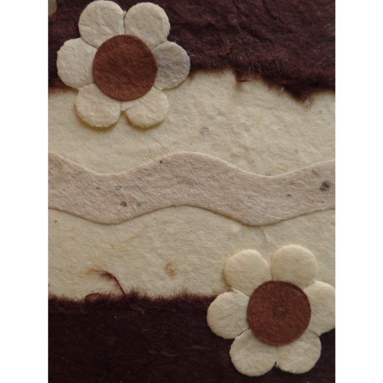 Mini carte 2 fleurs blanches/marron