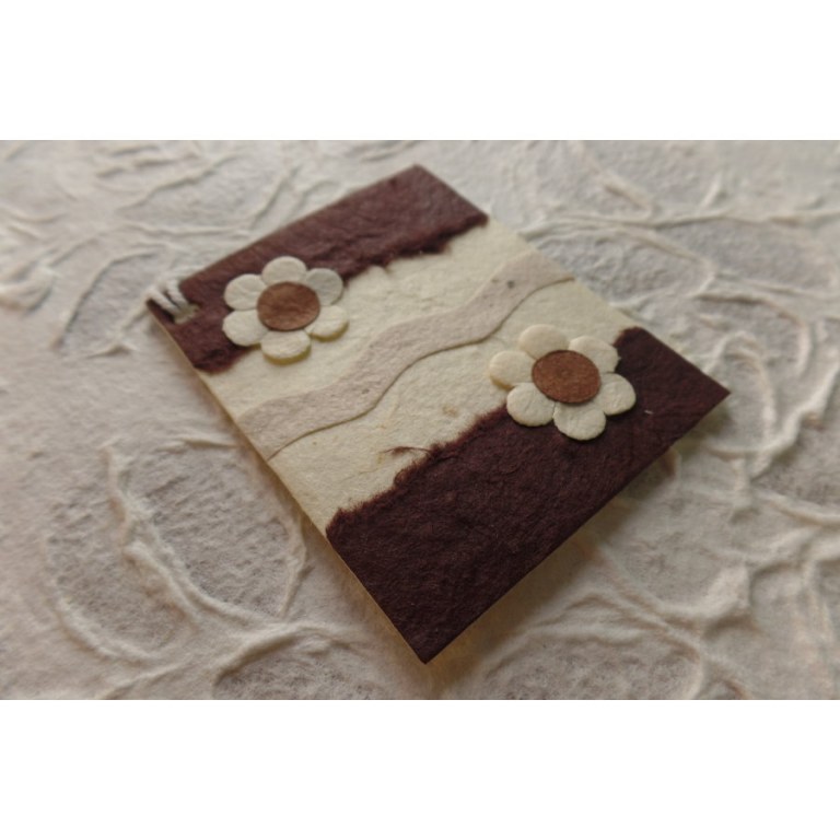 Mini carte 2 fleurs blanches/marron