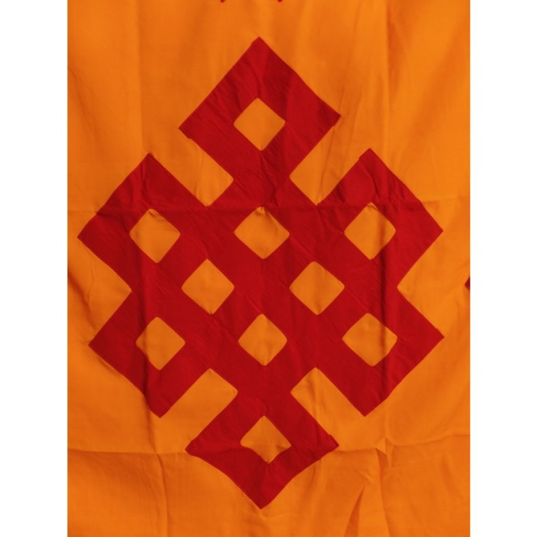 Portière tibétaine orange noeud infini rouge